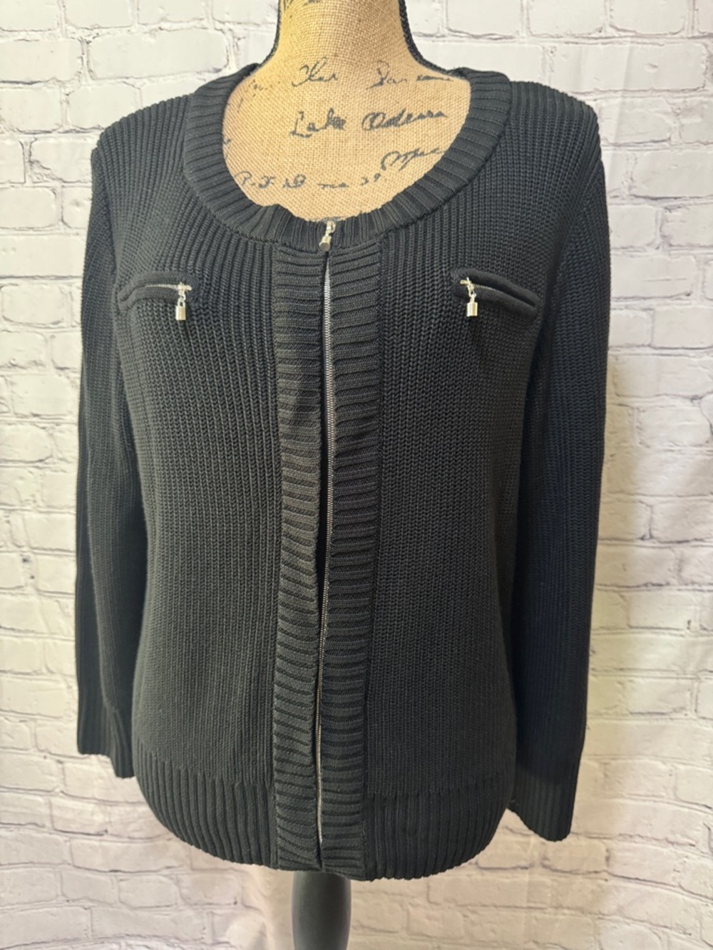 NWOT So Ca St John Classic Zip-Front Women's Sweater Cardigan w/Pockets - Picture 1 of 7